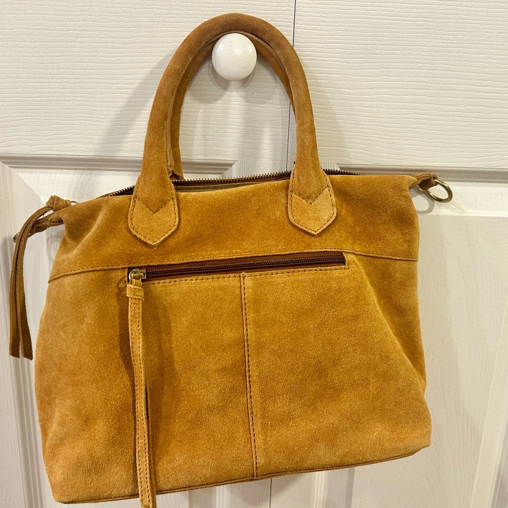 margot Mustard Suede Tote Bag with Tassel - Picture 2 of 6